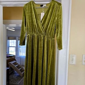 Chartreuse green velvet dress size small